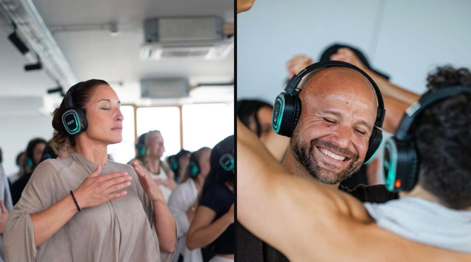 Melissa y Emmanuel facilitando una sesión EMME de breathwork y meditación activa